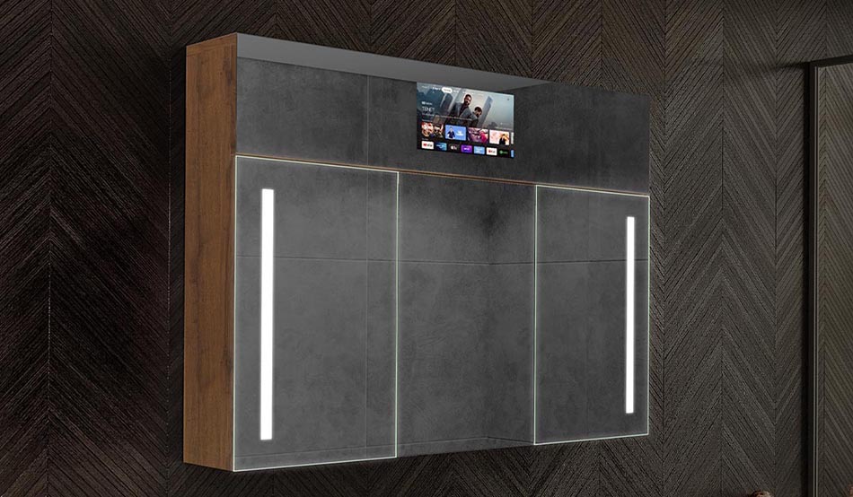 Sarah modell – modern LED-es szekrény órával és Bluetooth-szal | ARTFORMA