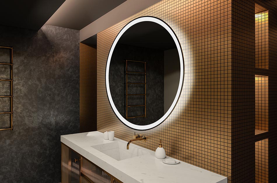 Háttérvilágítású, kerek LED-es tükör, ideális hangulatjavító belső terekhez | ARTFORMA