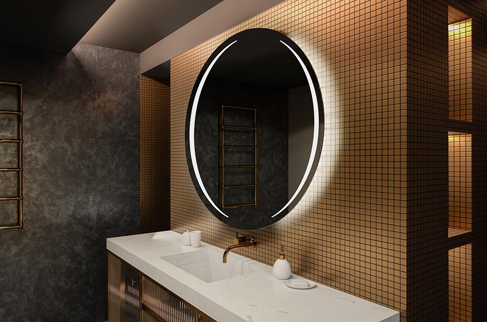 Háttérvilágítású, kerek LED-es tükör, ideális hangulatjavító belső terekhez | ARTFORMA