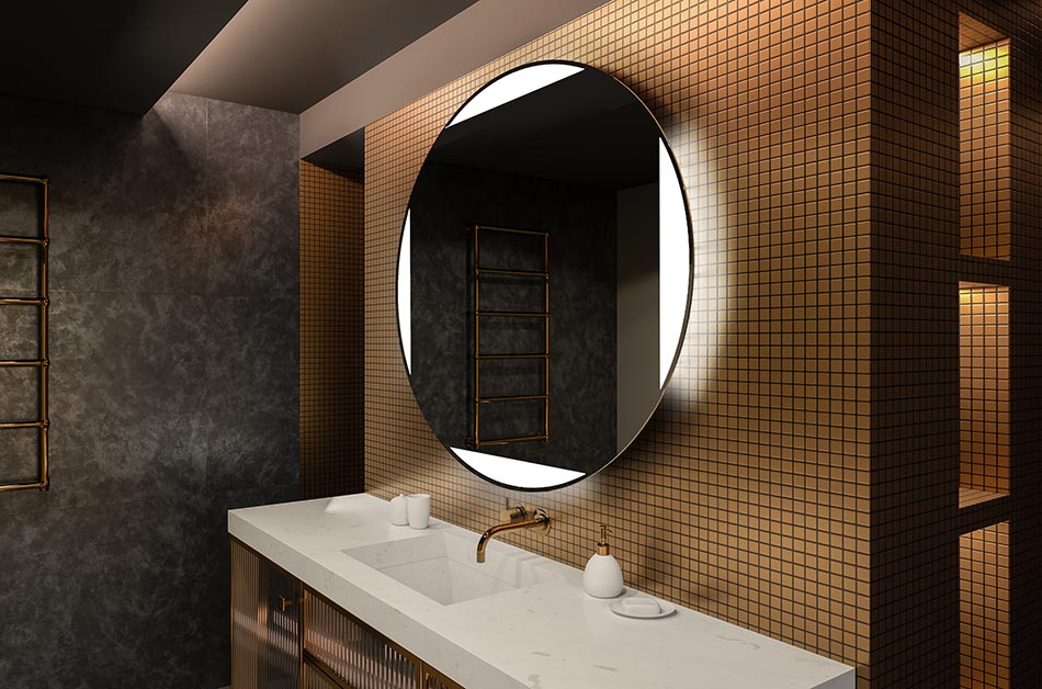 Háttérvilágítású, kerek LED-es tükör, ideális hangulatjavító belső terekhez | ARTFORMA