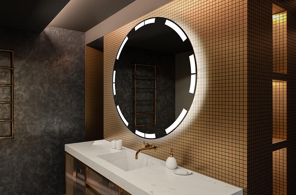 Háttérvilágítású, kerek LED-es tükör, ideális hangulatjavító belső terekhez | ARTFORMA