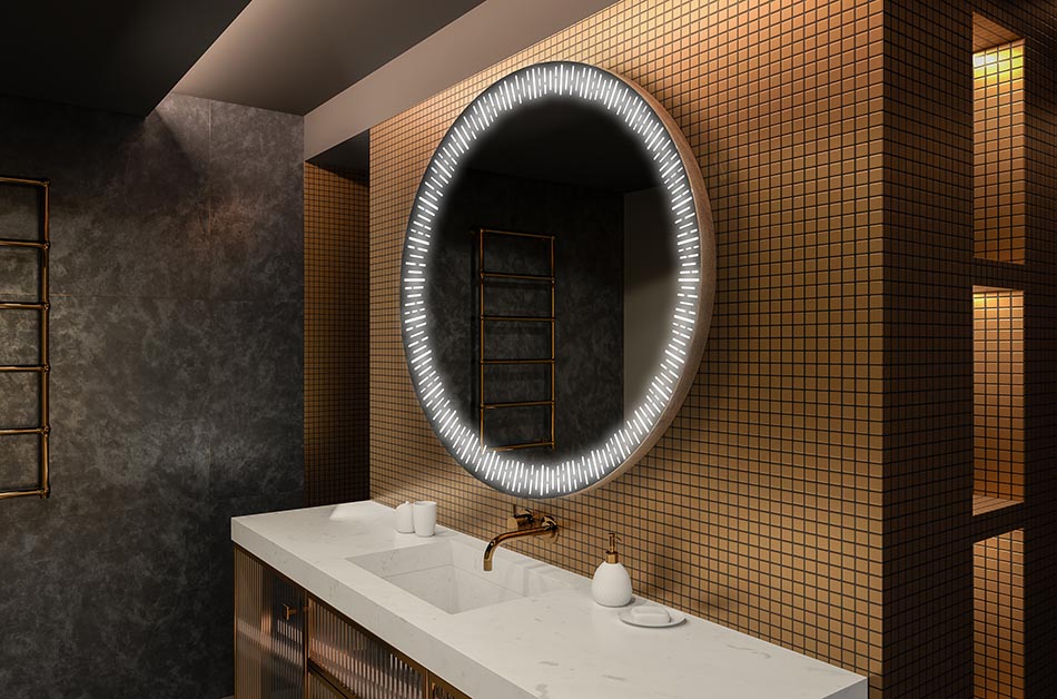 Modern, prémium stílusú, puha LED-es világítású, kerek tükör | ARTFORMA