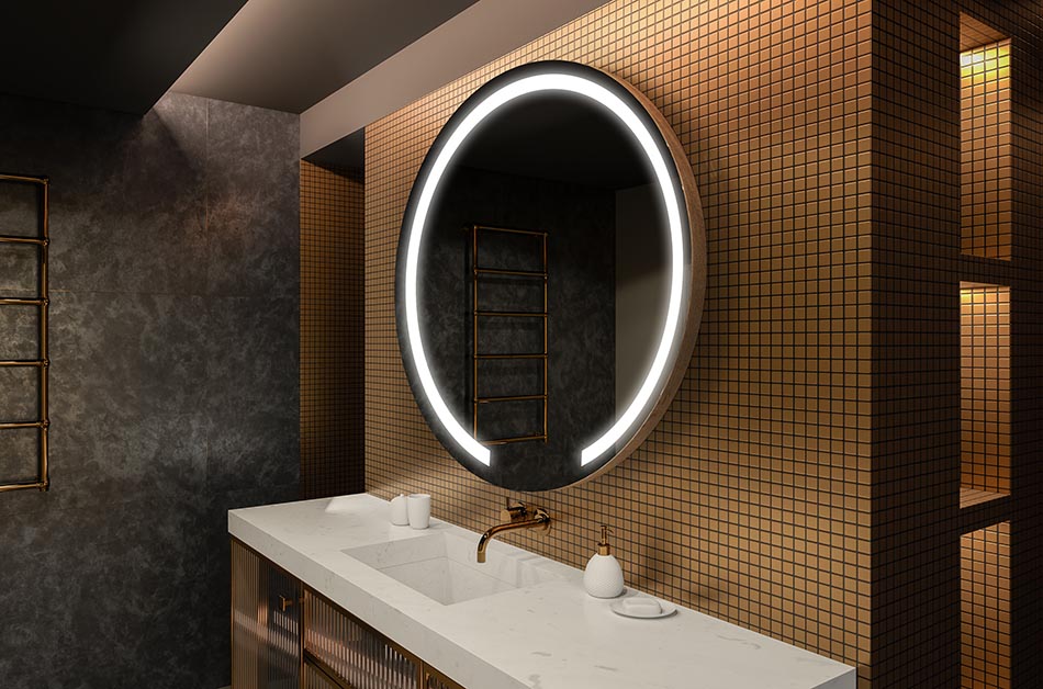 Modern, prémium stílusú, puha LED-es világítású, kerek tükör | ARTFORMA