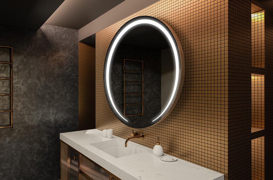 Modern, prémium stílusú, puha LED-es világítású, kerek tükör | ARTFORMA