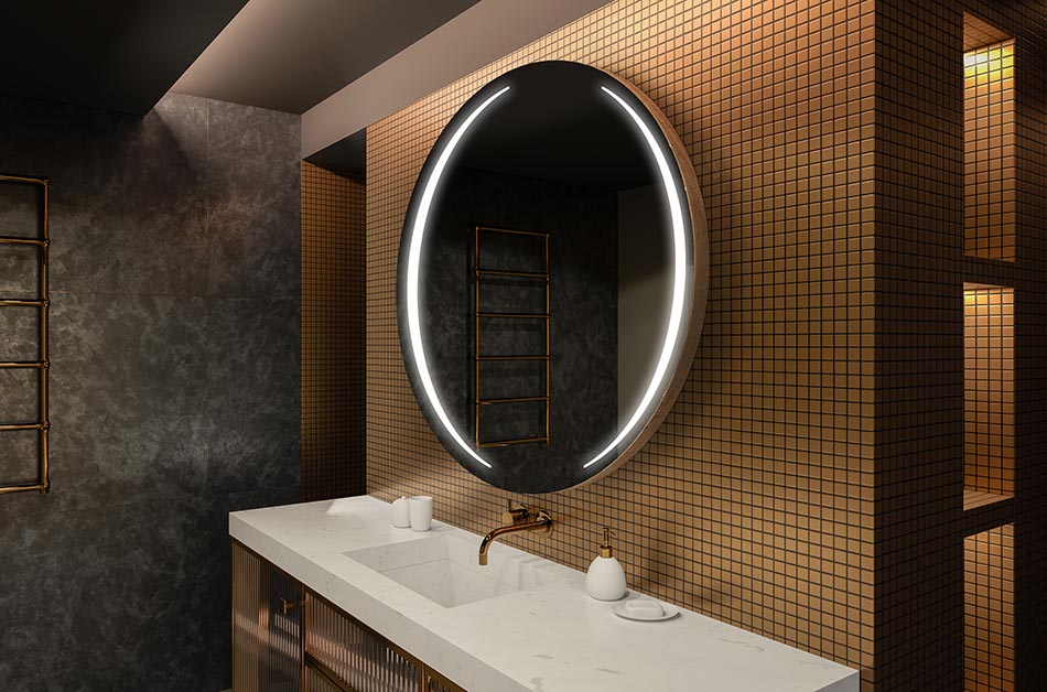 Modern, prémium stílusú, puha LED-es világítású, kerek tükör | ARTFORMA