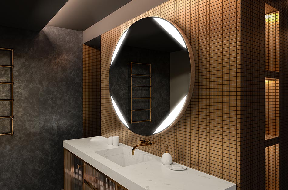 Modern, prémium stílusú, puha LED-es világítású, kerek tükör | ARTFORMA