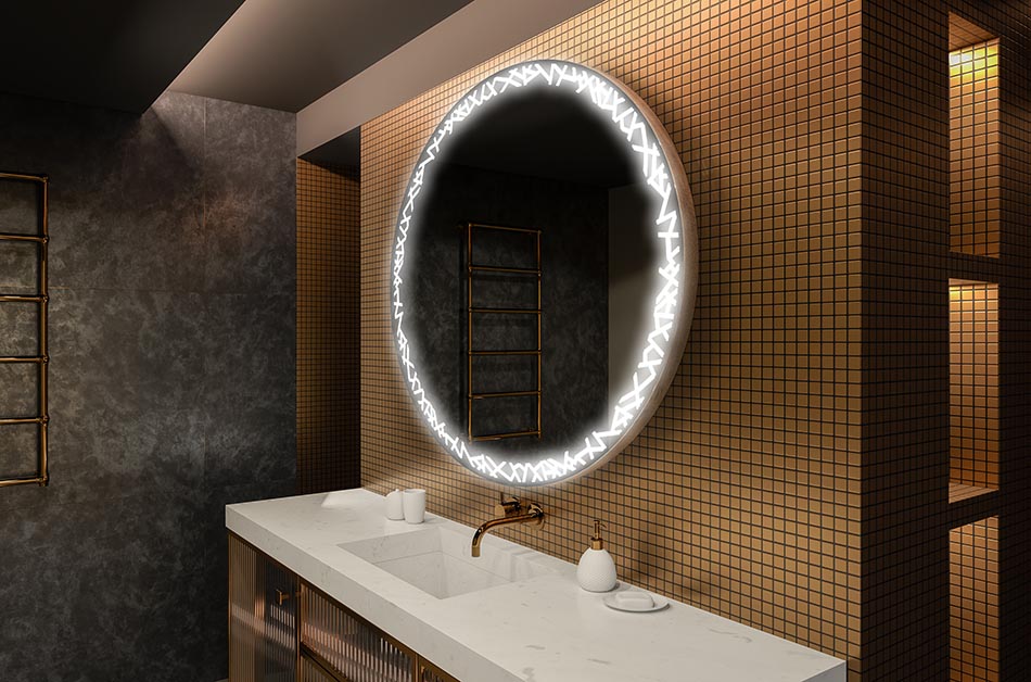 Modern, prémium stílusú, puha LED-es világítású, kerek tükör | ARTFORMA
