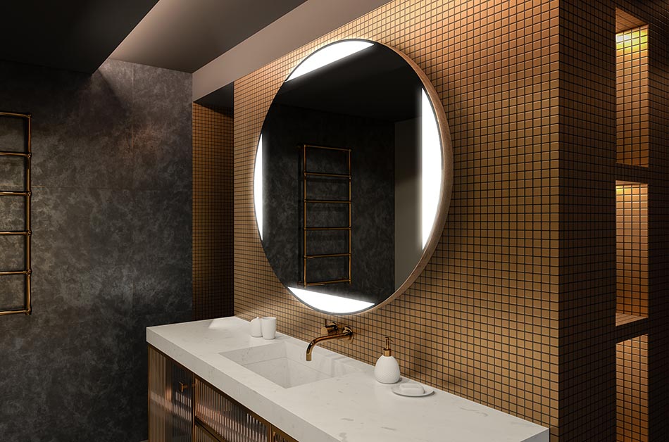 Modern, prémium stílusú, puha LED-es világítású, kerek tükör | ARTFORMA