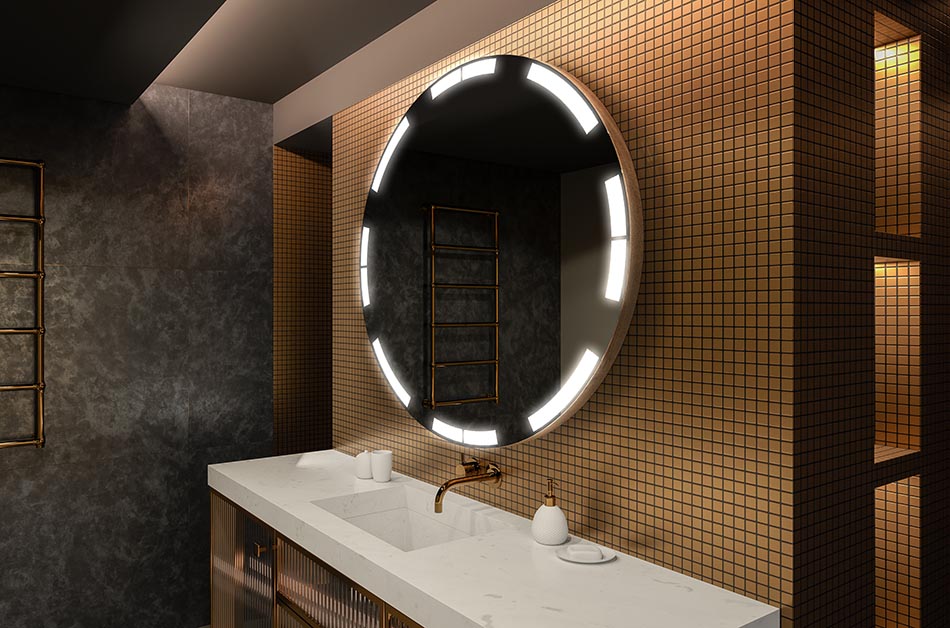 Modern, prémium stílusú, puha LED-es világítású, kerek tükör | ARTFORMA