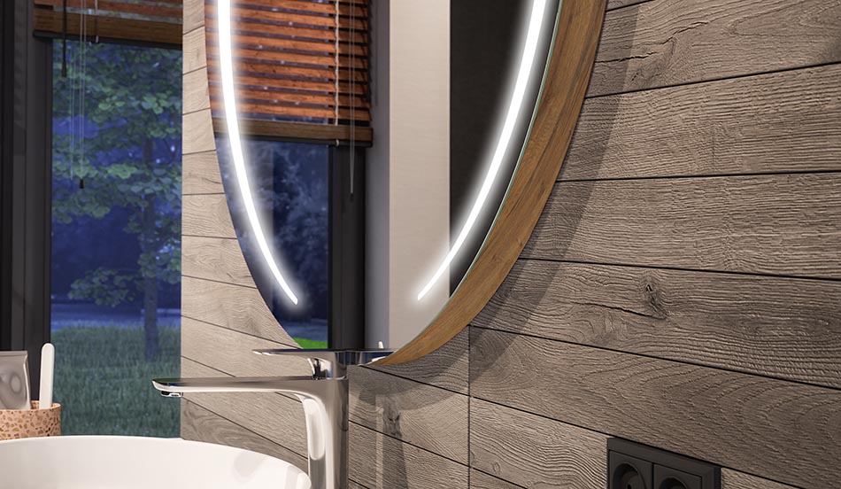 Kerek LED tükör környezeti hatással és elegáns diffúz fénnyel | ARTFORMA