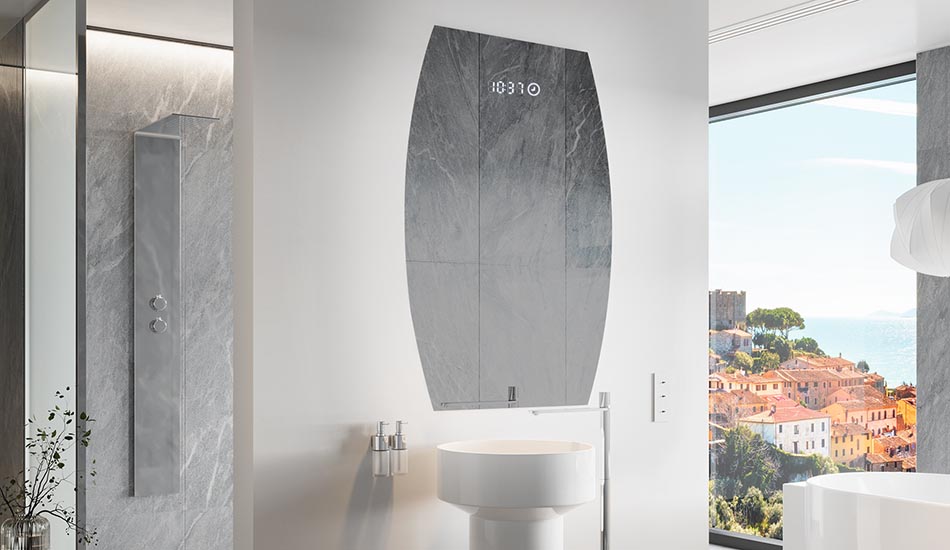 Szabálytalan tükör finom környezeti világítással, elegáns belső terekhez | ARTFORMA