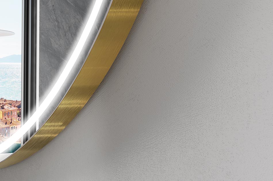 Szabálytalan tükör finom környezeti világítással, elegáns belső terekhez | ARTFORMA