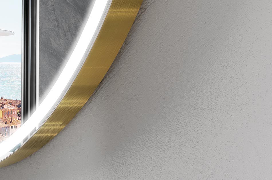 Szabálytalan tükör finom környezeti világítással, elegáns belső terekhez | ARTFORMA