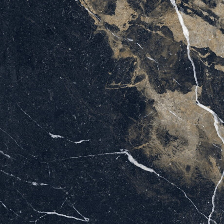 Nagyformátumú, 120x280 cm-es, Bookmatch mintázatú, fekete, fényes, arany erezetű, rektifikált padlólap A4H203 Pierre Black #4