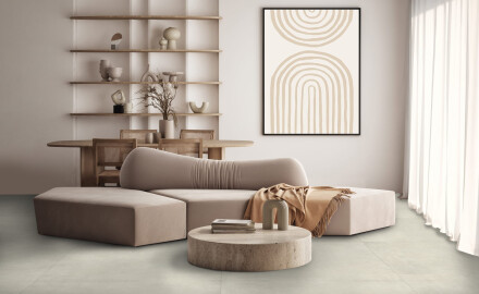 Mázas padlólap, 120x120 cm, világosszürke, matt beton, rektifikált, A4H301 Massive Snow