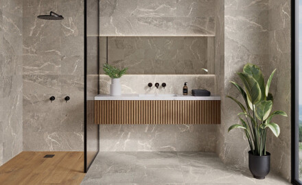 Érdes mintázatú kőporcelán padlólap 100x100, matt, szürke A4H506 Volterra Grey