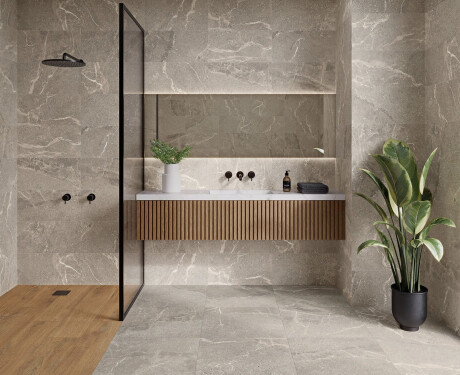 Érdes mintázatú kőporcelán padlólap 100x100, matt, szürke A4H506 Volterra Grey