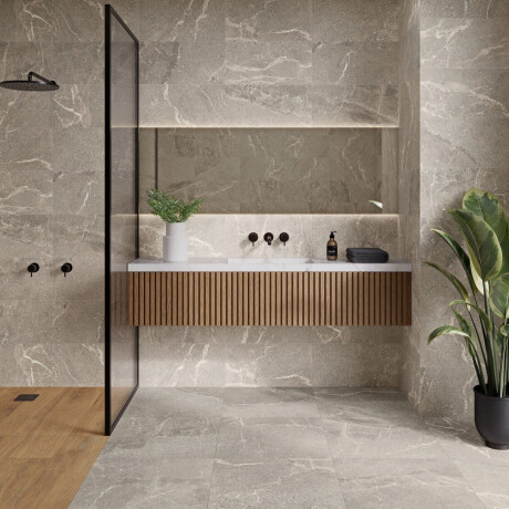 Érdes mintázatú kőporcelán padlólap 100x100, matt, szürke A4H506 Volterra Grey #1