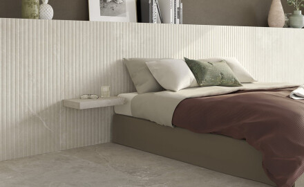 Barázdált padlólap 60x120, világosszürke, matt, A4H510 Rigat-One Ermetica Bianco