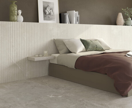 Barázdált padlólap 60x120, világosszürke, matt, A4H510 Rigat-One Ermetica Bianco