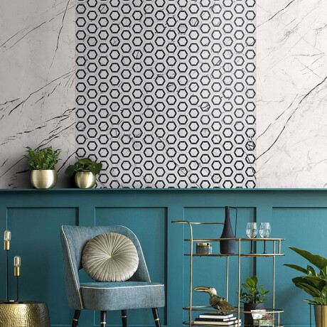 120x280-as nagyméretű, fehér márvány mintázatú, fekete erezetű, matt felületű porcelánlap A4H680 Markina White #6