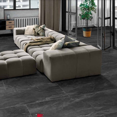 Mázas porcelánlap padlóra, 60x120 cm, matt fekete, rektifikált, A4H85 Iroc Black #18