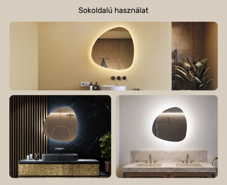 LED Fürdőszobai Tükör Irreguláris Formával 74x74cm hideg LED színnel 7000K, meleg színnel 3000K vagy semleges színnel 4500K #2