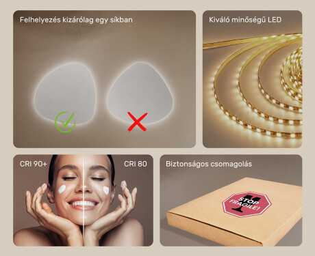LED Fürdőszobai Tükör Irreguláris Formával 74x74cm hideg LED színnel 7000K, meleg színnel 3000K vagy semleges színnel 4500K #5