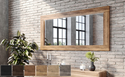 Szögletes tükör fa kerettel falra szerelhető L224