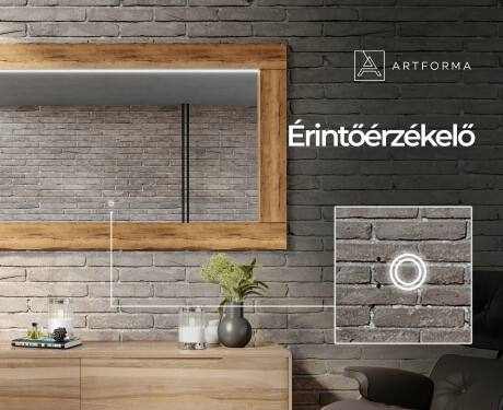 Szögletes Tükör fa kerettel és világítással LED L225 #6