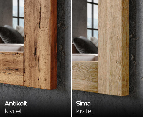 Szögletes Tükör fa kerettel és világítással LED L225 #7