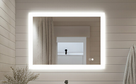 Téglalap alakú LED fürdőszobai tükör 80x60 cm - Dual color, Érintőkapcsoló, Tükörpárátlanító Fűtőfólia