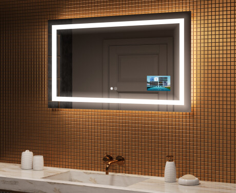 Fürdőszoba Tükör Világítással LED L15 120x80cm - SmartScreen, DualColor, Tükörpárátlanító Fűtőfólia