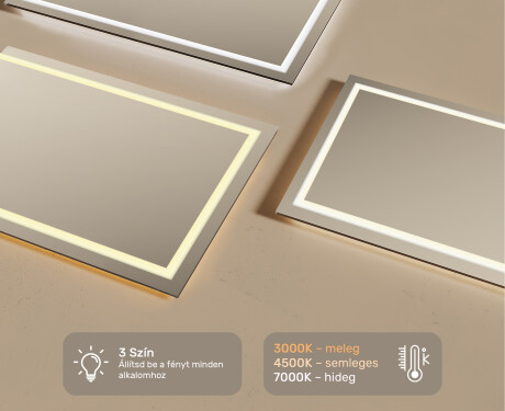 Fürdőszoba Tükör Világítással LED 120x70cm hideg LED színnel 7000K, meleg színnel 3000K vagy semleges színnel 4500K #3