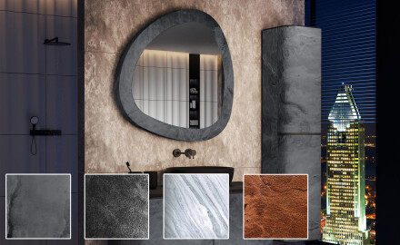 Szabálytalan formájú tükör természetes kő keretben L296