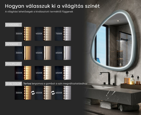 Szabálytalan LED tükör magasfényű lakkozott MDF keretben L308 #5