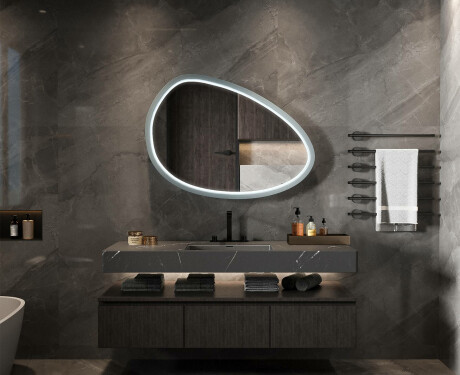 Aszimmetrikus LED tükör lakkozott MDF kerettel L310 #2