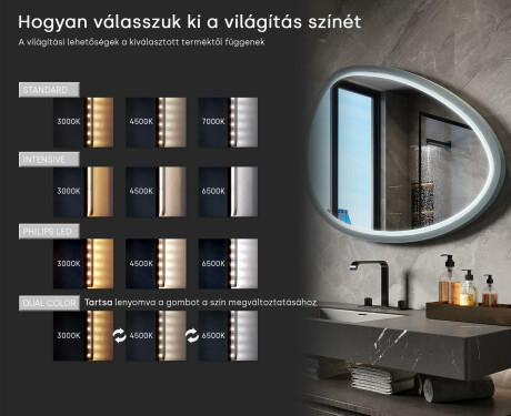 Aszimmetrikus LED tükör lakkozott MDF kerettel L310 #5