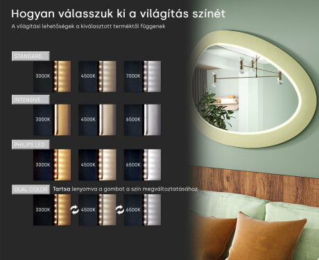 Aszimmetrikus LED tükör MDF kerettel L310 #5