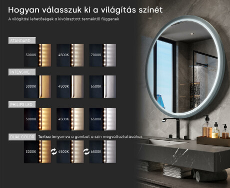 Kerek LED tükör lakkozott MDF keretben L306 #5