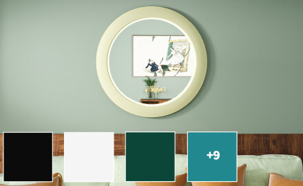 LED tükör MDF-ből, kerek, lakkozott keretben L306