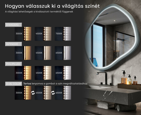Romb alakú LED tükör lakkozott MDF keretben L309 #5