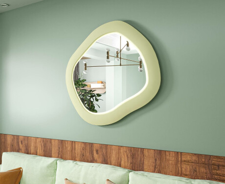 Designos LED tükör MDF-ből geometrikus formában L309