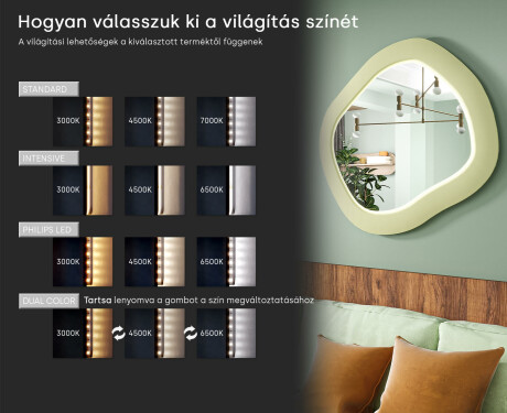 Designos LED tükör MDF-ből geometrikus formában L309 #5