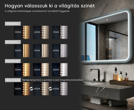 Lekerekített LED tükör lakkozott MDF kerettel L305 #5