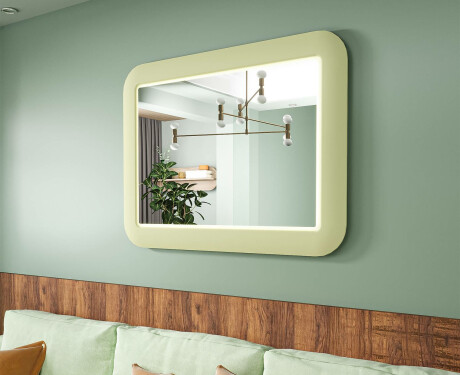 Lekerekített LED tükör fényes MDF keretben L305