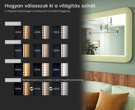 Lekerekített LED tükör fényes MDF keretben L305 #5