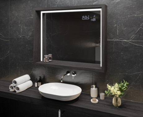 Megvilágított Keretes Tükör Woodenframe Led #11