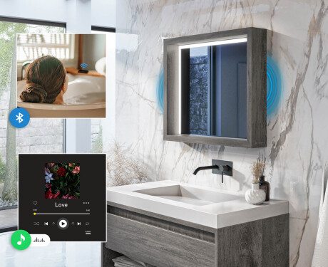 LED fürdőszobai tükör WoodenFrame kerettel, Oslo tölgy színben #5