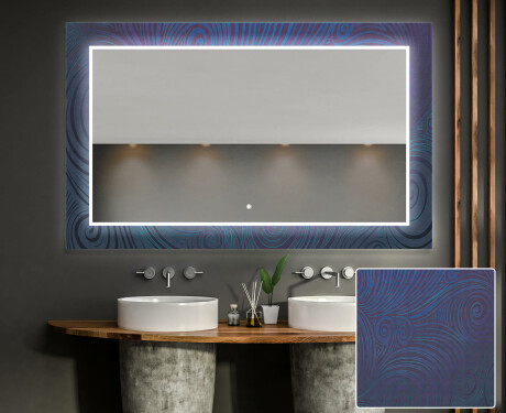 Megvilágított Dekoratív Tükör A Fürdőszobához - Blue Drawing